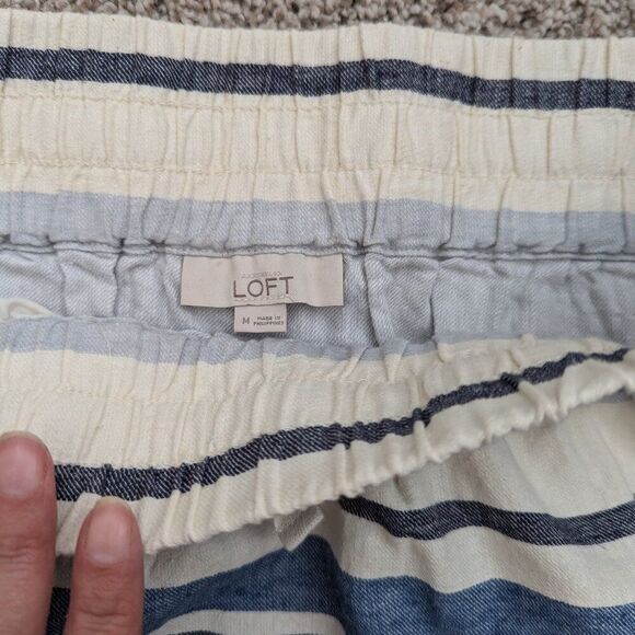 LOFT Women’s Blue White Striped Skirt Size M Pull-On Elastic Waist - Picture 2 of 3